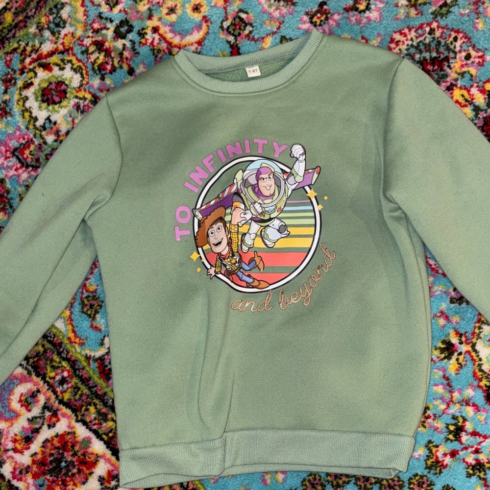 3 for $20 Disney Kids size 7 Green To Infinity & Beyond Buzz & Woody Sweatshirt